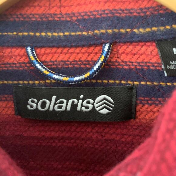 SOLARIS Mens Flannel Shirt Shacket Heavyweight Red Stripe Sz Medium NEW - Picture 2 of 4